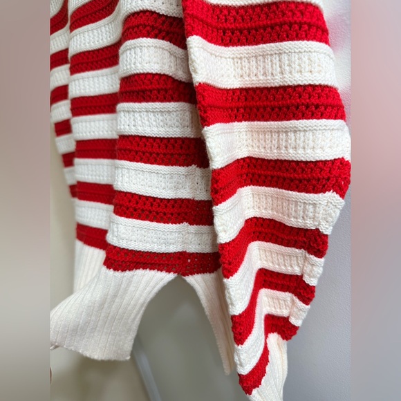 Chic Striped Red and Cream Women's Sweater - Picture 3 of 7
